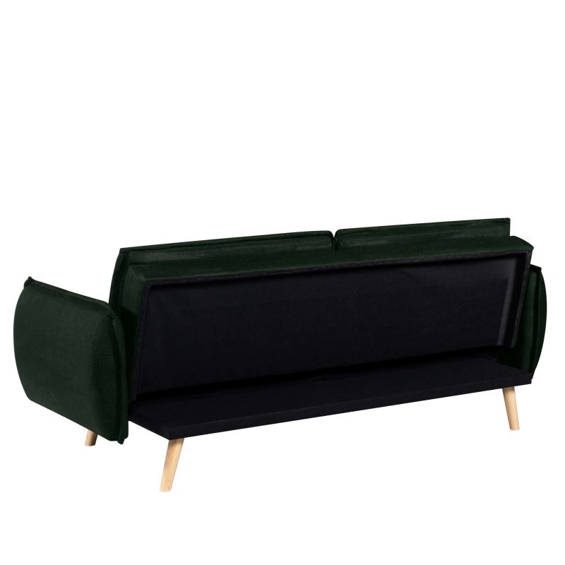 Canapé droit convertible VESTA 3 places tissu vert
