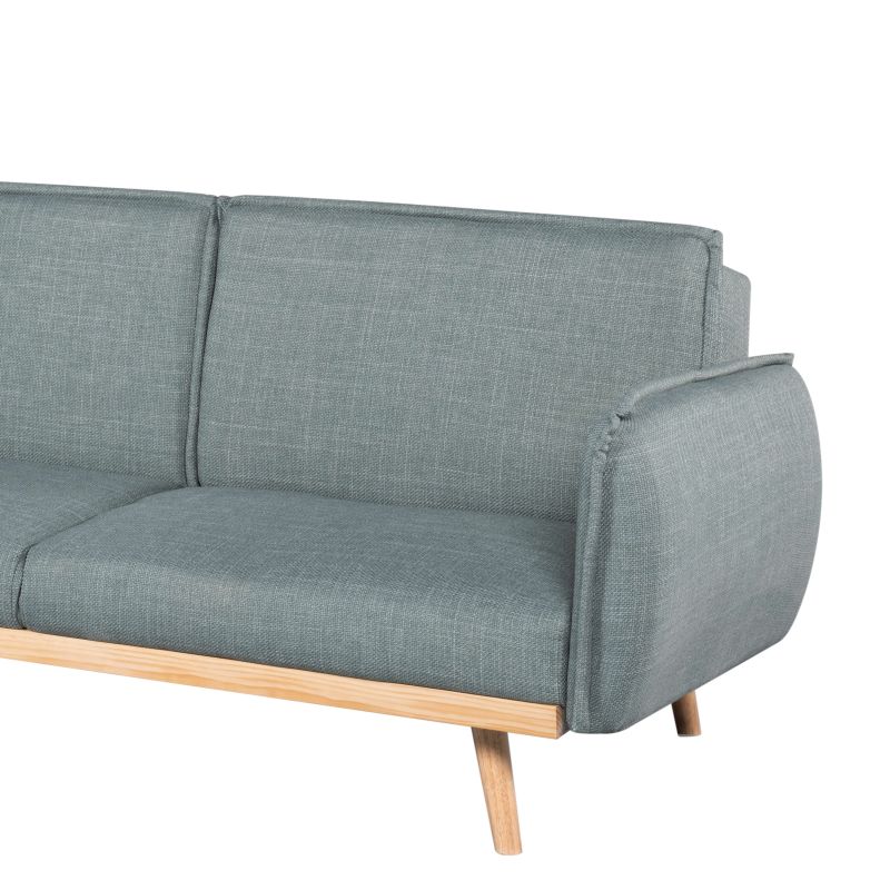 Canapé droit convertible VESTA 3 places tissu vert clair