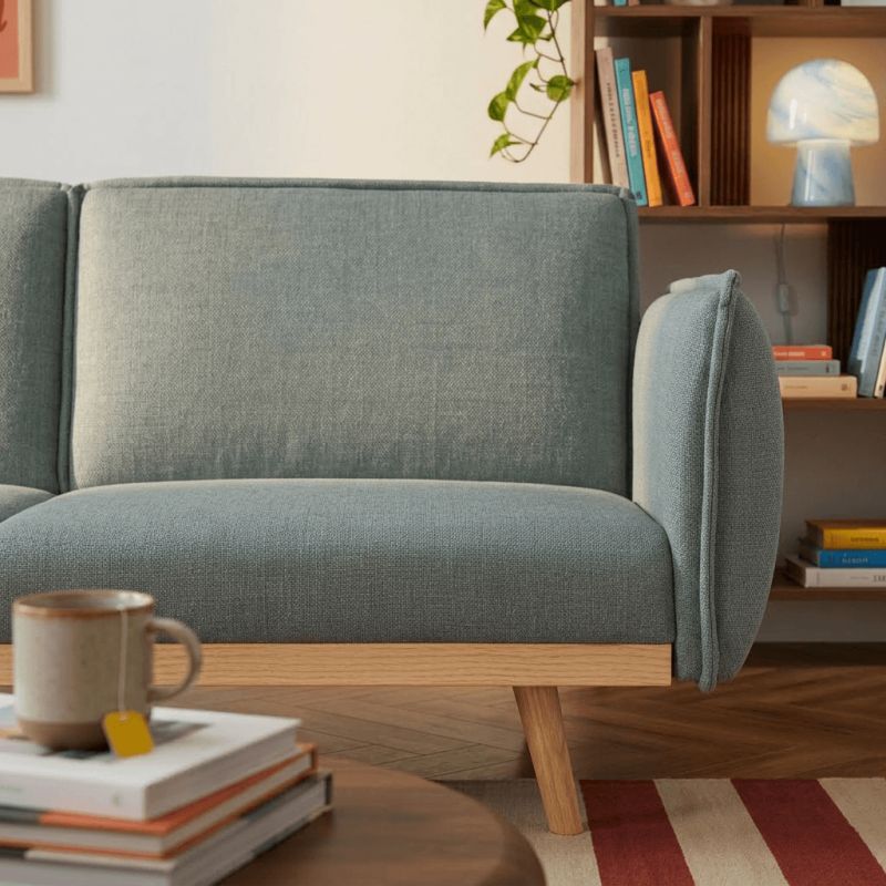 Canapé droit convertible VESTA 3 places tissu vert clair