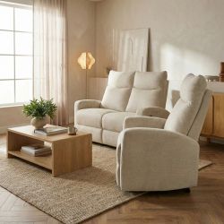 Canapé relax manuel ANTARES 2 places tissu beige