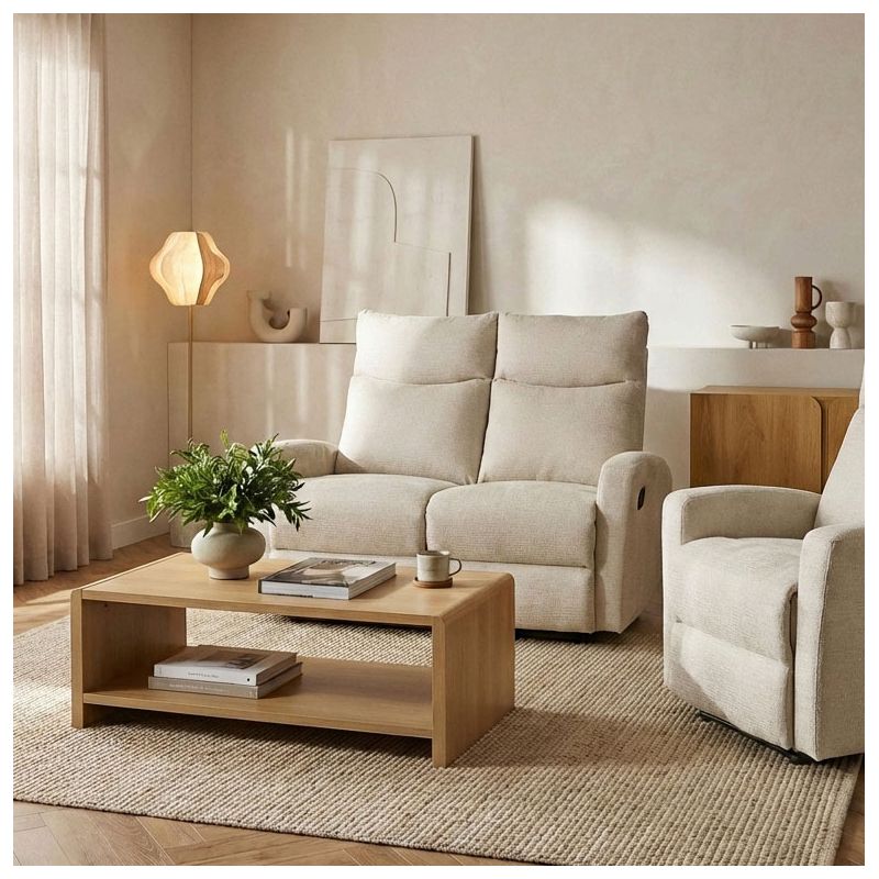 Canapé relax manuel ANTARES 2 places tissu beige