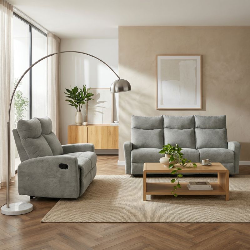 Canapé relax manuel ANTARES 2 places tissu vert