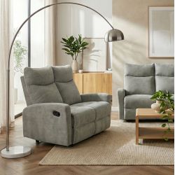 Canapé relax manuel ANTARES 2 places tissu vert