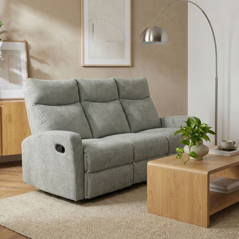 Canapé relax manuel ANTARES 3 places tissu vert