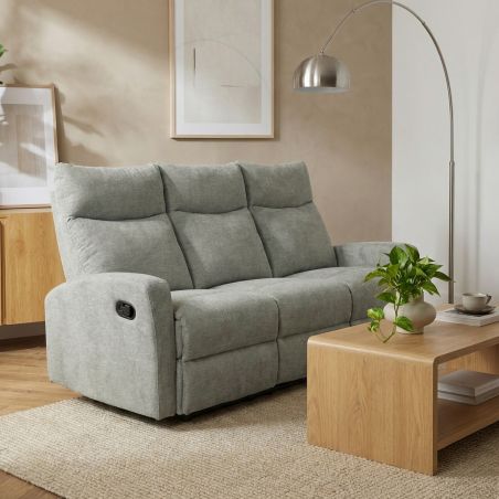 Canapé relax manuel ANTARES 3 places tissu vert