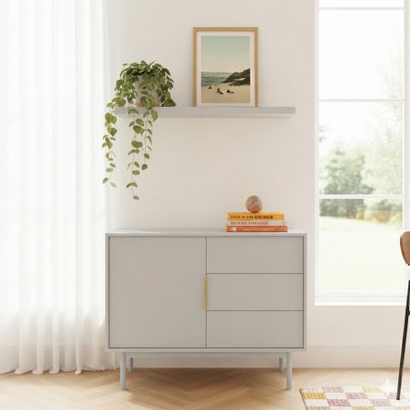 Buffet JONA coloris cachemire 1 porte 3 tiroirs 104cm