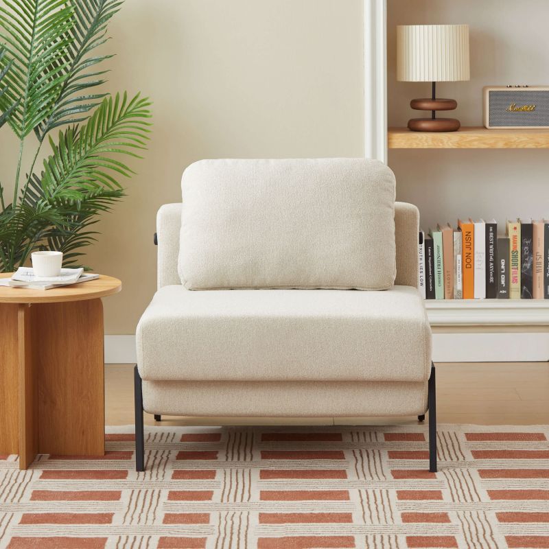 Fauteuil convertible NIO 1 place tissu beige