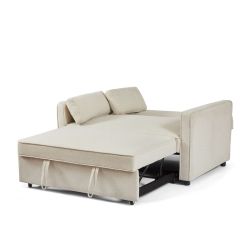 Canapé droit convertible NEVA 2 places tissu beige