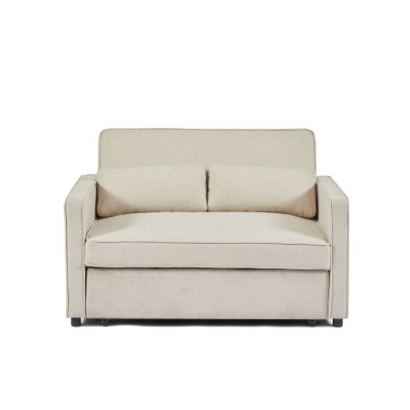 Canapé droit convertible NEVA 2 places tissu beige