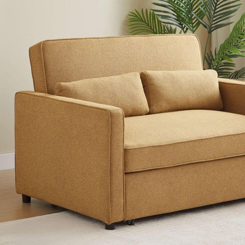 Canapé droit convertible NEVA 2 places tissu jaune