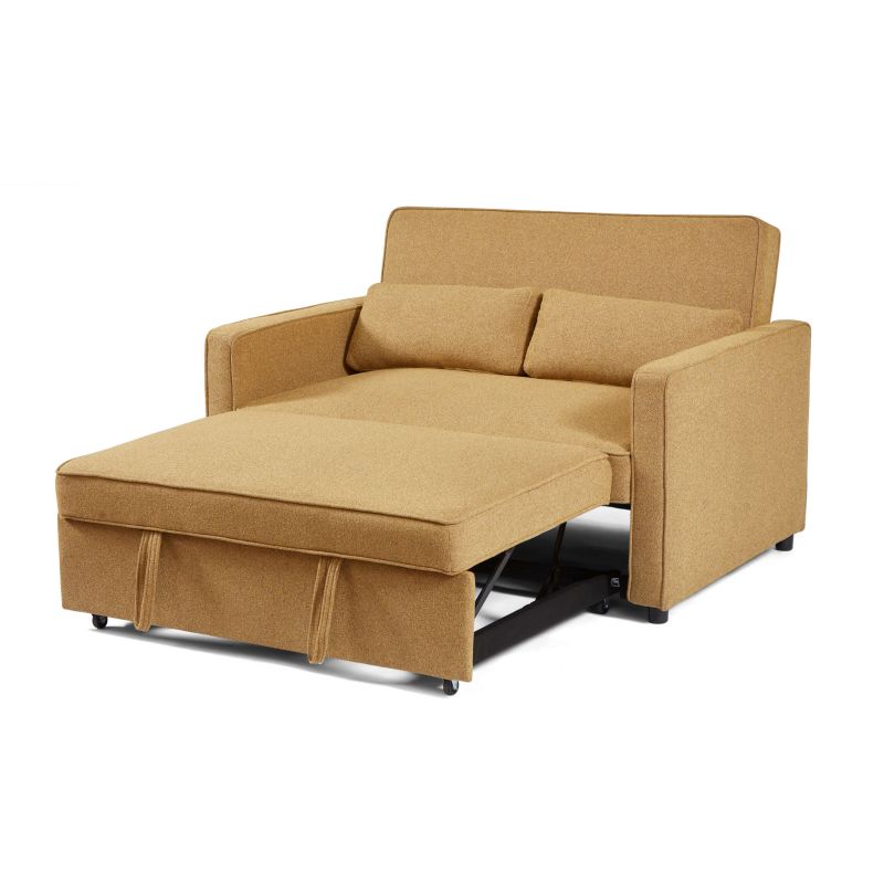 Canapé droit convertible NEVA 2 places tissu jaune
