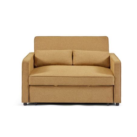 Canapé droit convertible NEVA 2 places tissu jaune
