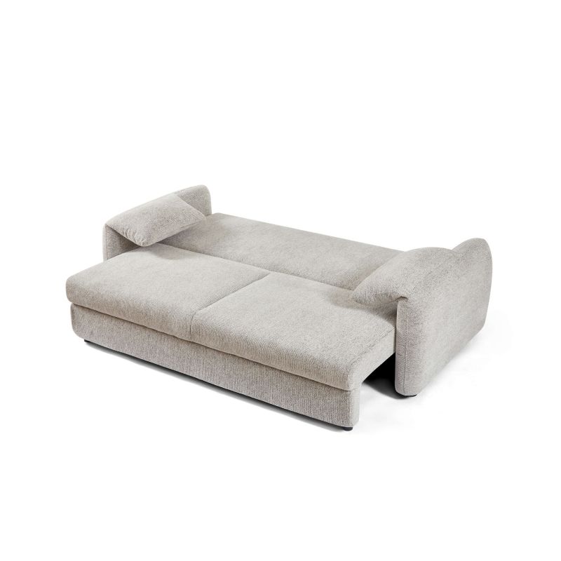 Canapé droit convertible ANGEA 3 places tissu chenille tramé beige