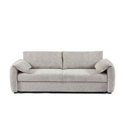 Canapé droit convertible ANGEA 3 places tissu chenille tramé beige