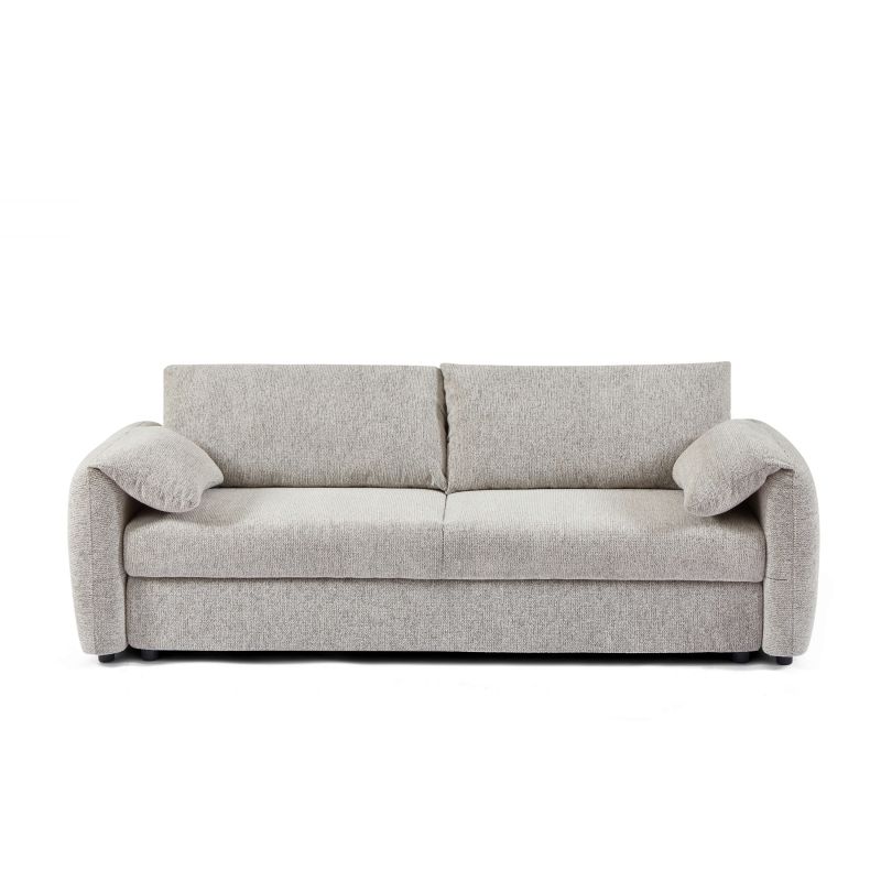 Canapé droit convertible ANGEA 3 places tissu chenille tramé beige