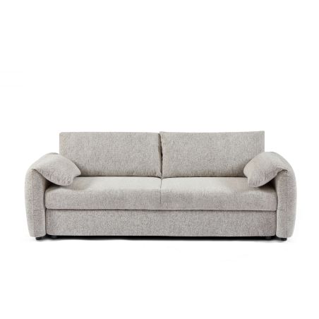 Canapé droit convertible ANGEA 3 places tissu chenille tramé beige