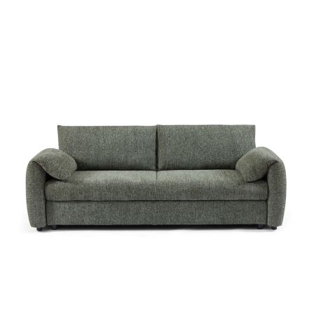 Canapé droit convertible ANGEA 3 places tissu chenille tramé vert