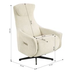 Fauteuil relax électrique rotatif COCHYRE 1 place tissu beige