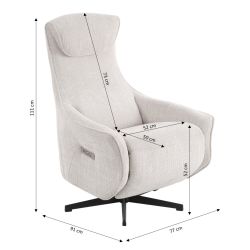 Fauteuil relax électrique rotatif COCHYRE 1 place tissu blanc