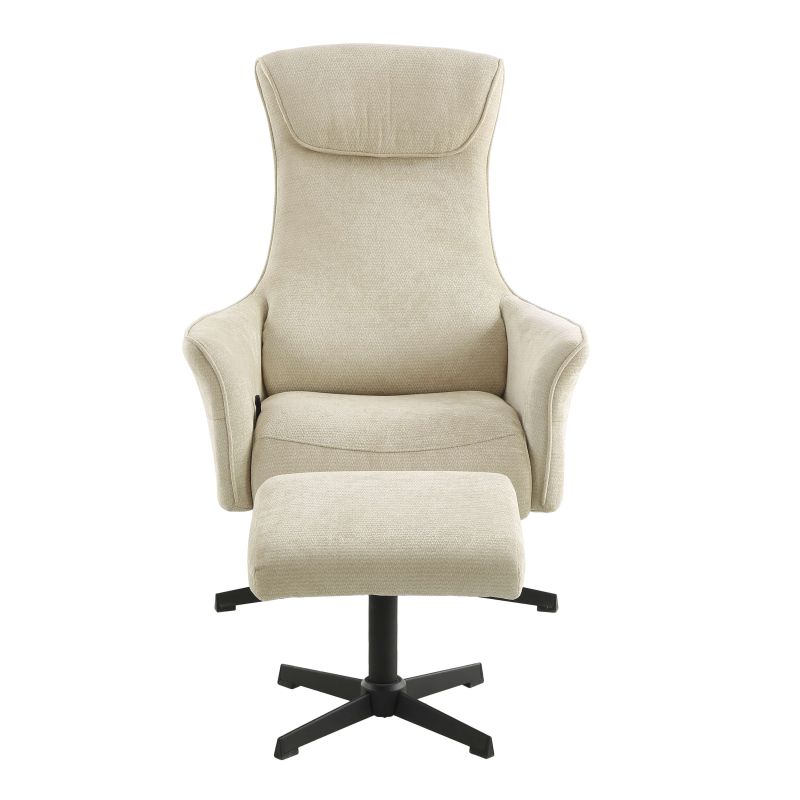Fauteuil relax manuel rotatif RIGEL + repose-pieds 1 place tissu beige