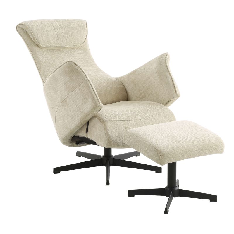 Fauteuil relax manuel rotatif RIGEL + repose-pieds 1 place tissu beige