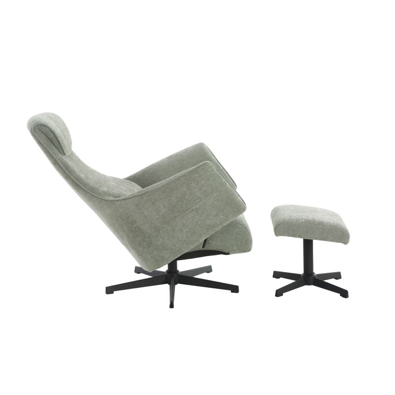 Fauteuil relax manuel rotatif RIGEL + repose-pieds 1 place tissu vert