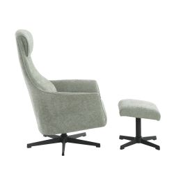 Fauteuil relax manuel rotatif RIGEL + repose-pieds 1 place tissu vert