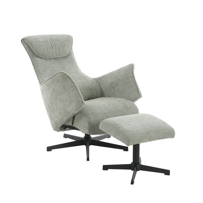 Fauteuil relax manuel rotatif RIGEL + repose-pieds 1 place tissu vert