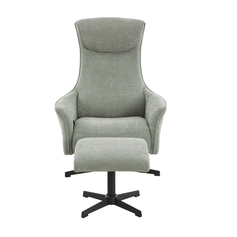 Fauteuil relax manuel rotatif RIGEL + repose-pieds 1 place tissu vert