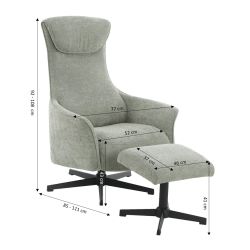 Fauteuil relax manuel rotatif RIGEL + repose-pieds 1 place tissu vert