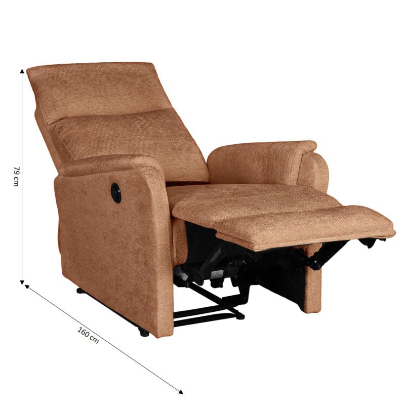 Fauteuil relax électrique ARGOLI 1 place tissu orange