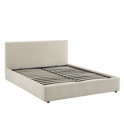 Lit coffre VANIA 160x200 tissu beige sommier inclus