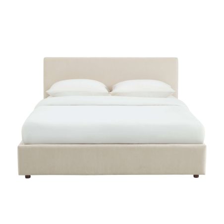 Lit coffre VANIA 160x200 tissu beige sommier inclus