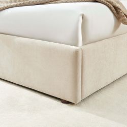 Lit coffre VANIA 160x200 tissu beige sommier inclus