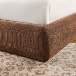 Lit coffre YOKA 160x200 velours côtelé marron sommier inclus