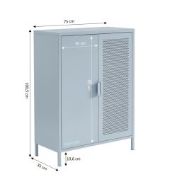 Buffet PANTONE métal gris bleu 2 portes 75cm