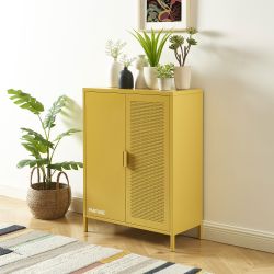 Buffet PANTONE métal jaune moutarde 2 portes 75cm