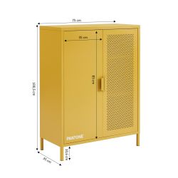 Buffet PANTONE métal jaune moutarde 2 portes 75cm