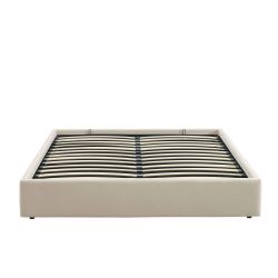 Lit coffre IVY en tissu beige 160 x 200 cm sommier inclus