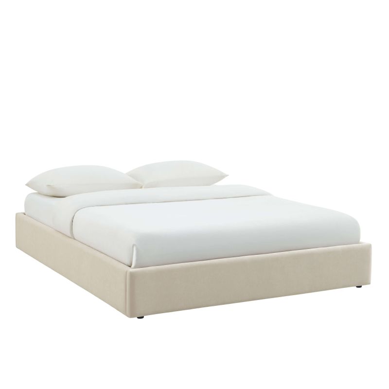 Lit coffre IVY en tissu beige 160 x 200 cm sommier inclus