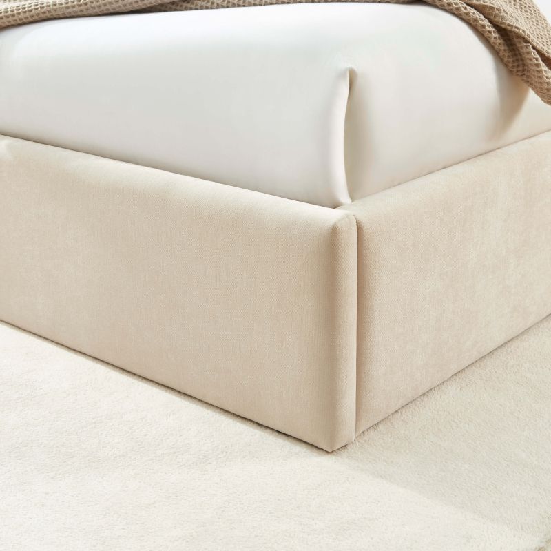 Lit coffre IVY en tissu beige 160 x 200 cm sommier inclus
