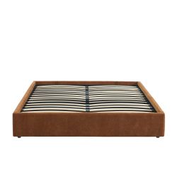 Lit coffre IVY 160x200 tissu marron sommier inclus