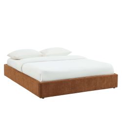 Lit coffre IVY 160x200 tissu marron sommier inclus