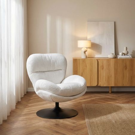 Fauteuil rotatif CERES 1 place tissu beige