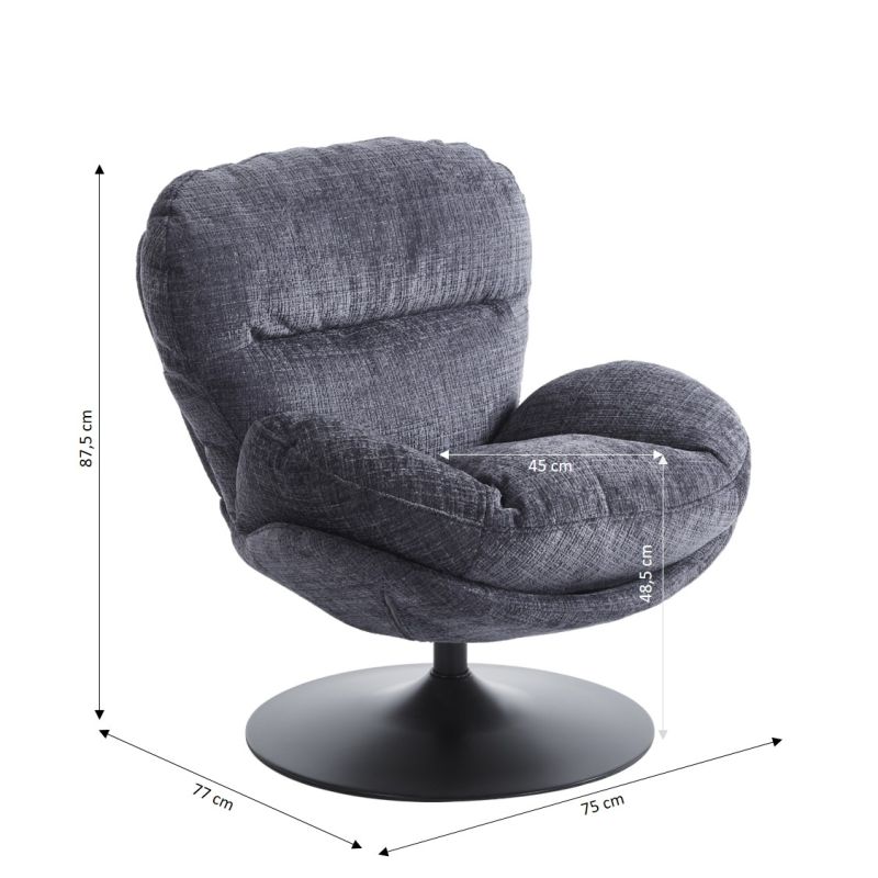 Fauteuil rotatif CERES 1 place tissu bleu