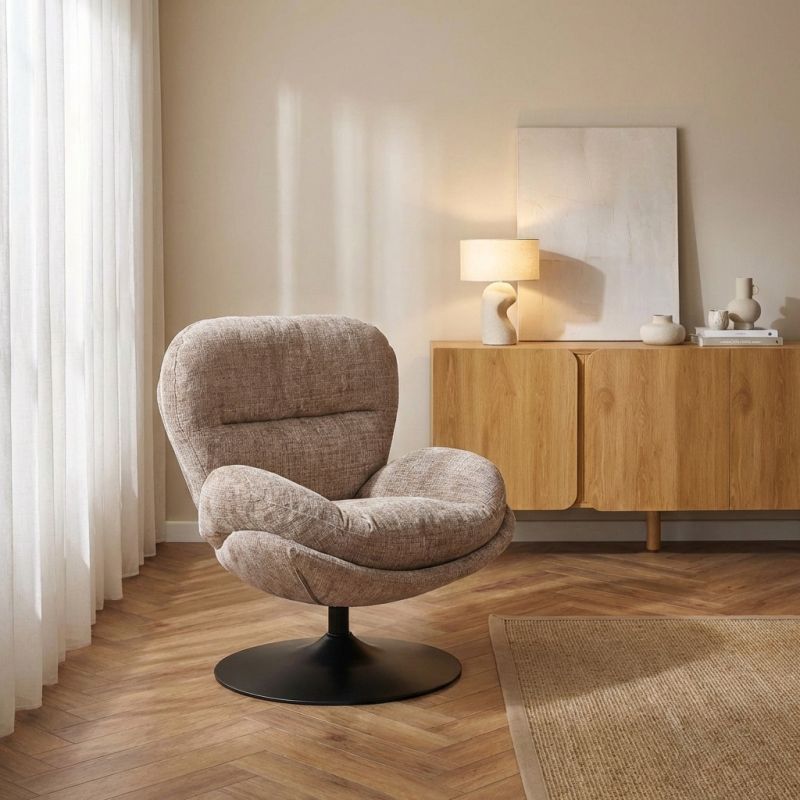 Fauteuil rotatif CERES 1 place tissu gris