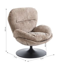 Fauteuil rotatif CERES 1 place tissu gris