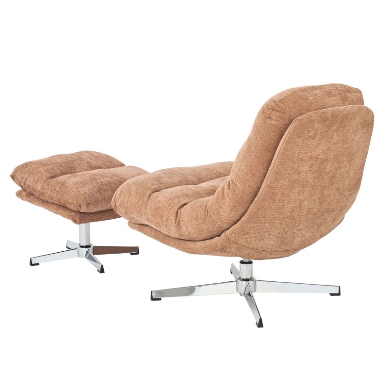 Fauteuil rotatif THEMIS 1 place + repose-pieds tissu terracotta