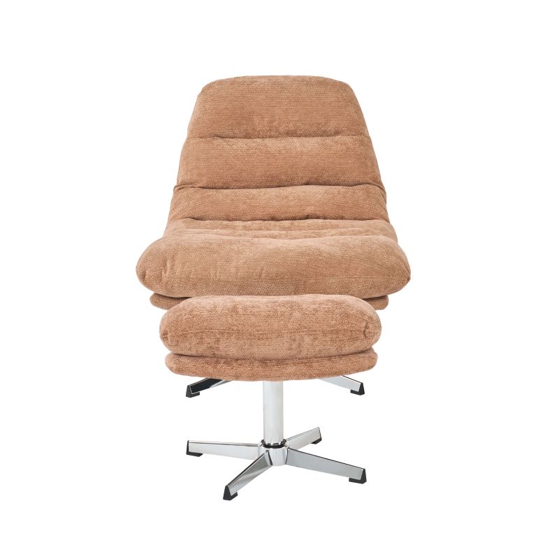 Fauteuil rotatif THEMIS 1 place + repose-pieds tissu terracotta