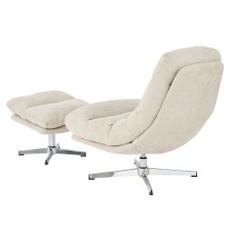 Fauteuil rotatif THEMIS 1 place + repose-pieds tissu blanc